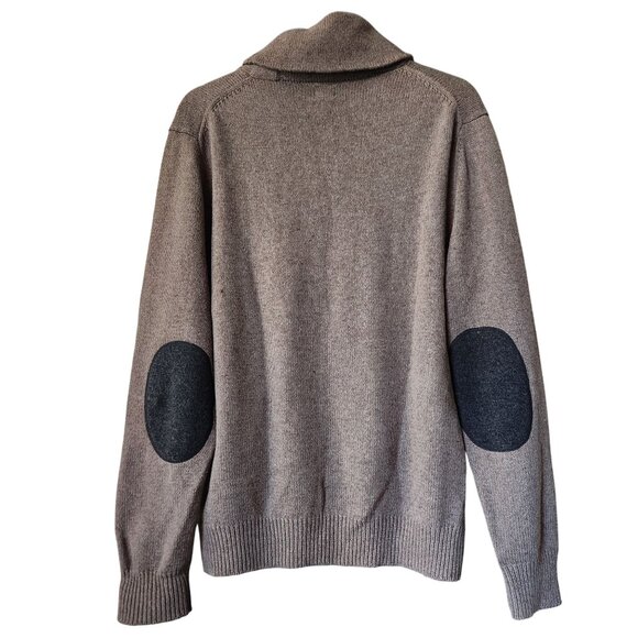 Gap Shawl Collar Pullover Elbow Patch Sweater Brown Cotton Wool Men's Size L - Picture 2 of 8